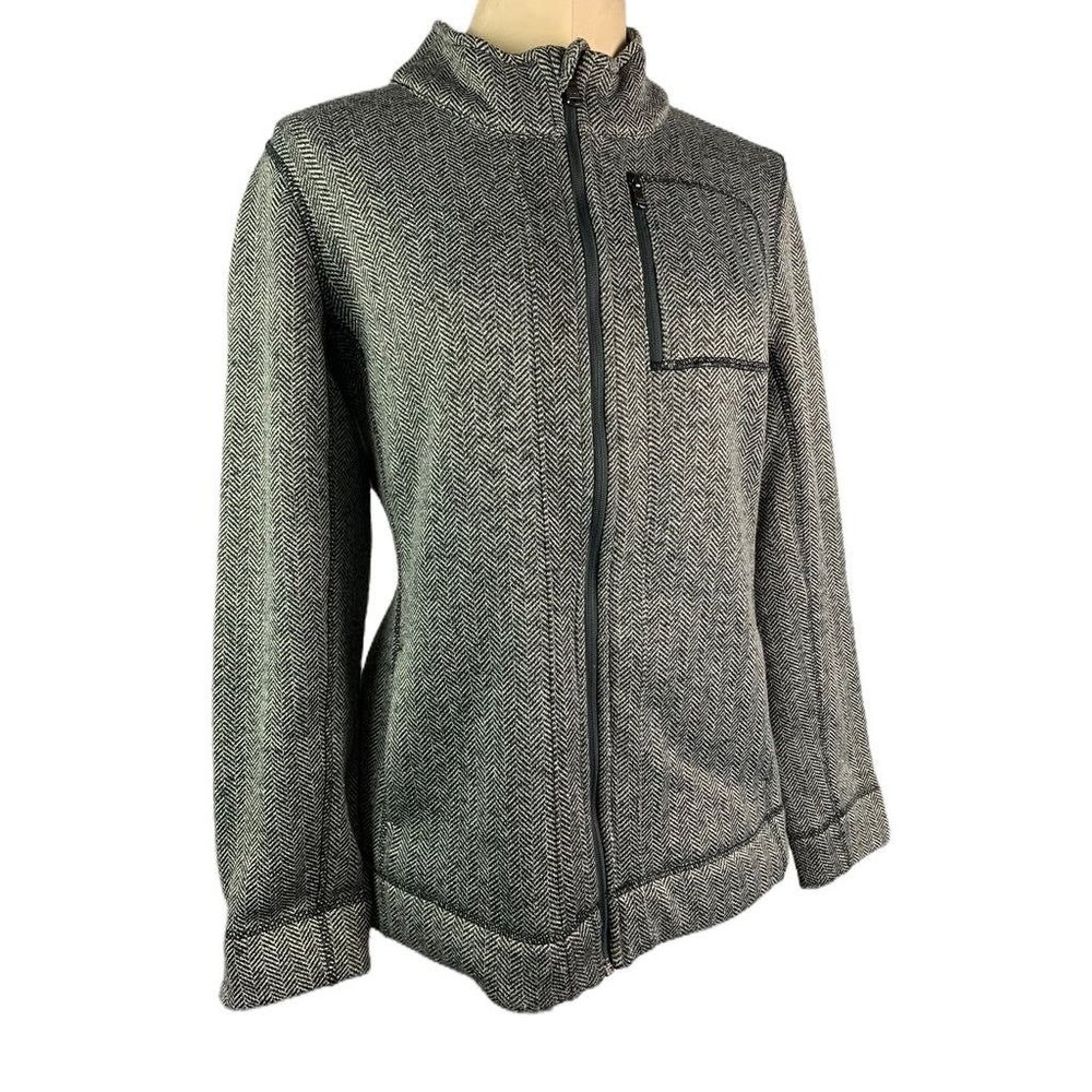 Large Marc New York Andrew Marc Performance Full Zip Jacket Black Herringbone